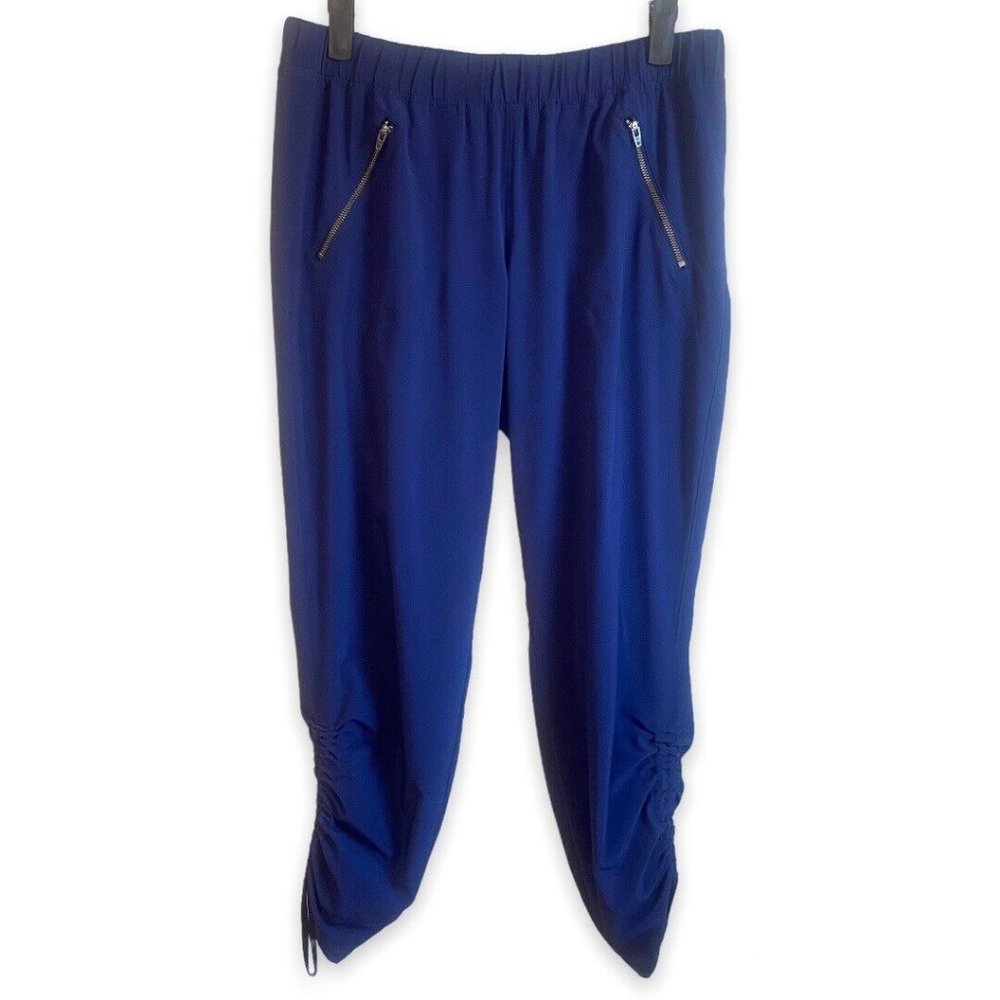 Athleta Aspire Ankle Pant Ruched Lightweight Fitness Travel Wicking Blue Size 8